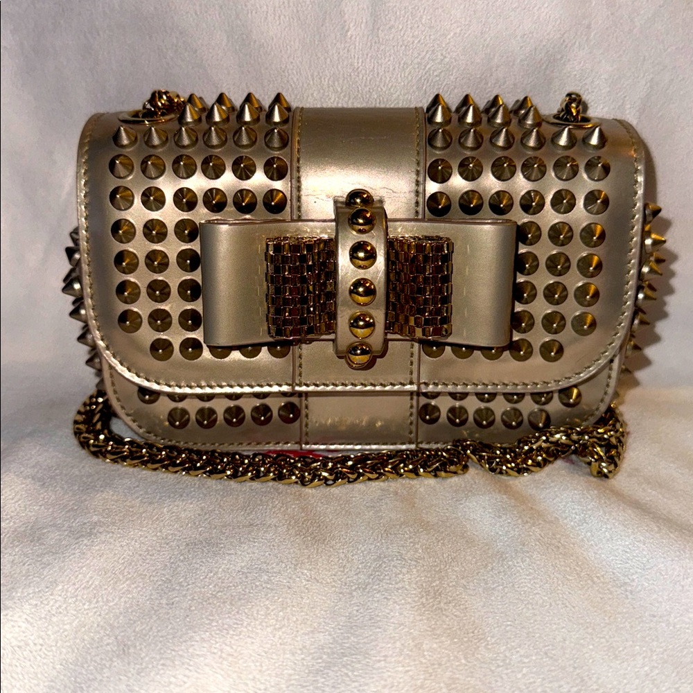 Christian Louboutin Gold Studded Bag - Picture 5 of 16